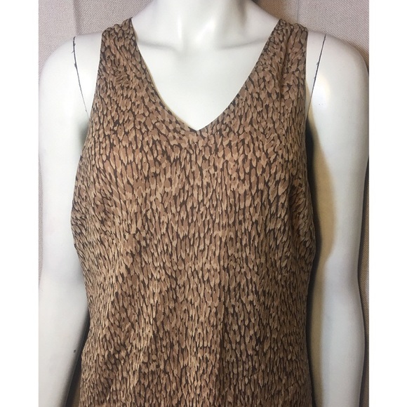 Ann Taylor VTG 90s 30s Silk Slip Brown Print Dress - Picture 6 of 7
